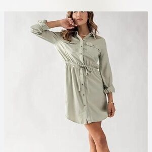 Love Tree‎ Light Green Mini Shirt Dress